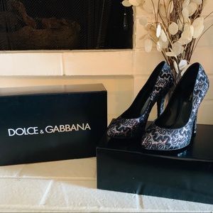 🆕Dolce & Gabbana Glitter & Lace Pump sz 39.5